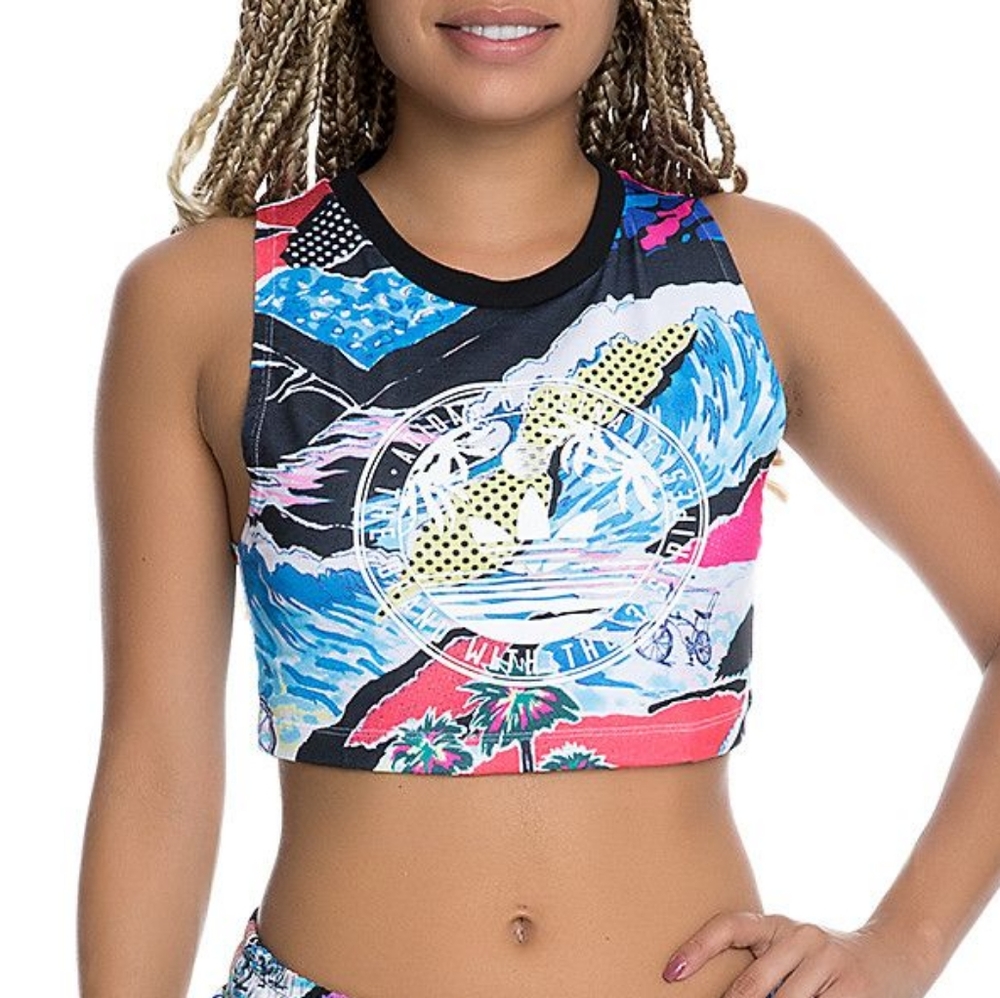 Adidas Originals California Beach Surf Print Bra Tank Top